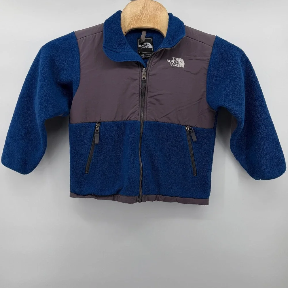 The North Face Boys Medium Fleece Jacket Size Medium Blue Grey Zip‎ Up Polartec